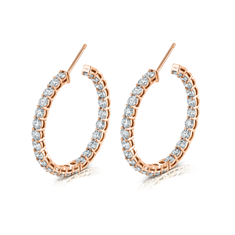 Norman Silverman Signature Diamond Hoop in Rose Gold