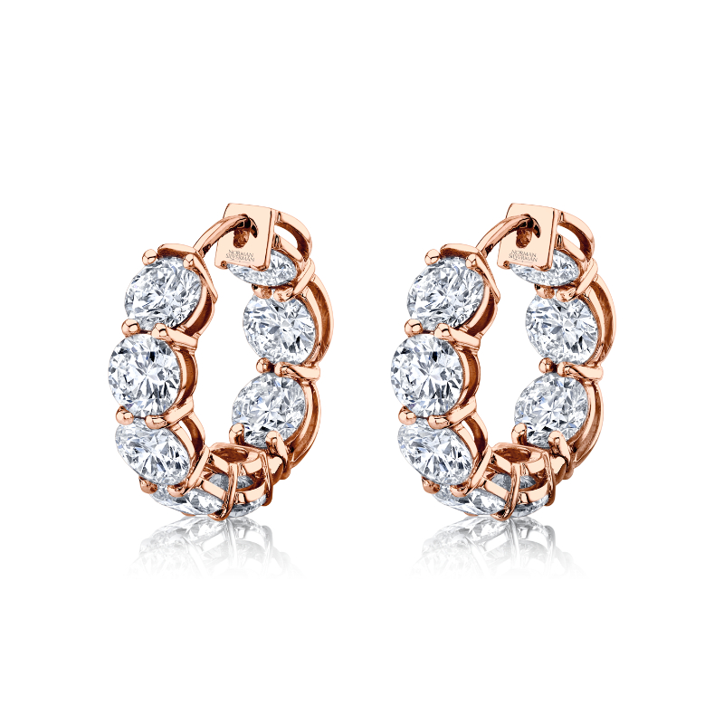 Rose gold diamond huggies discount