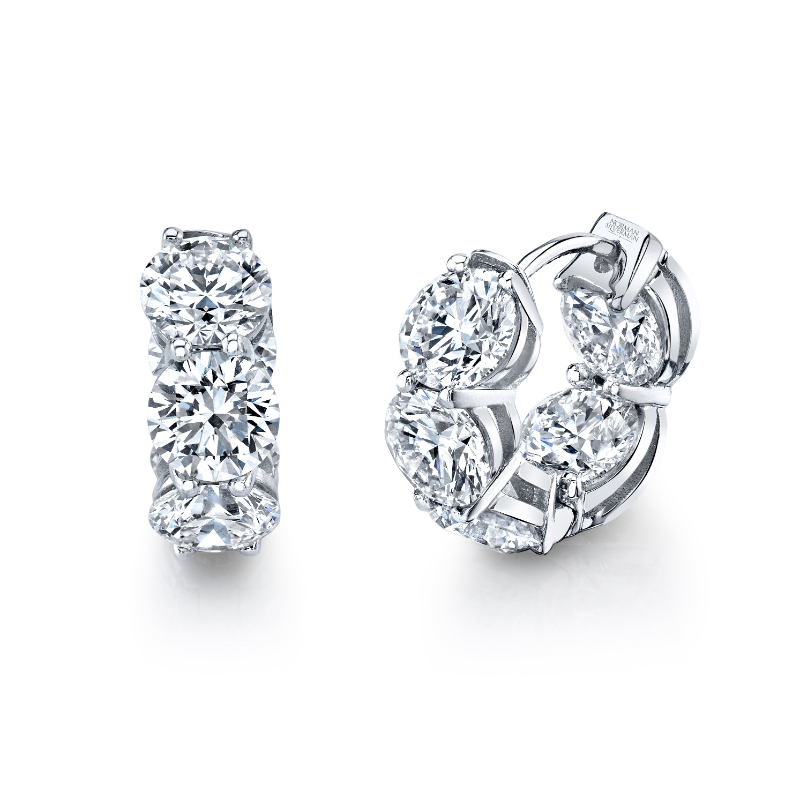 Norman Silverman Signature Round Diamond Huggies in White Gold