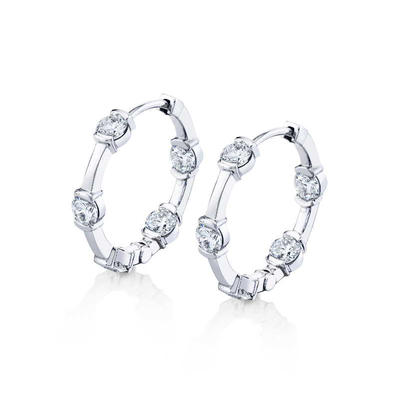 Station Diamond Hoop Earrings