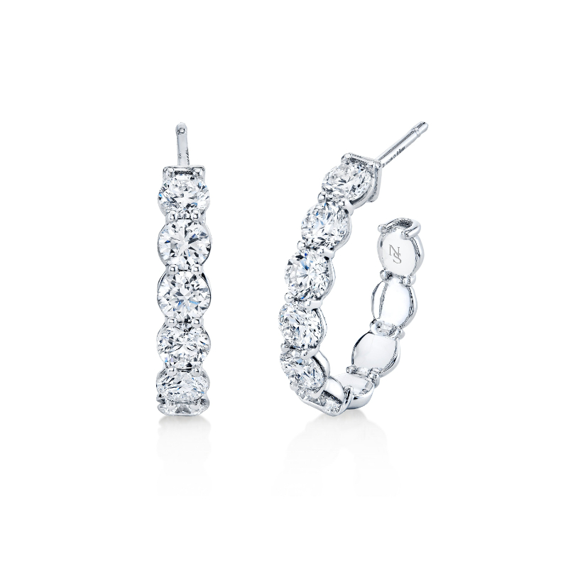 Diamond Open Ended Hoop Earrings