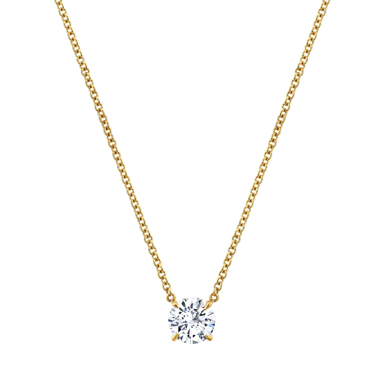 Round Brilliant Diamond Pendant in 18k Yellow Gold