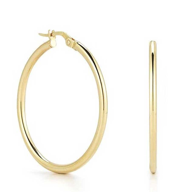 Gold Medium Round Hoop Earrings