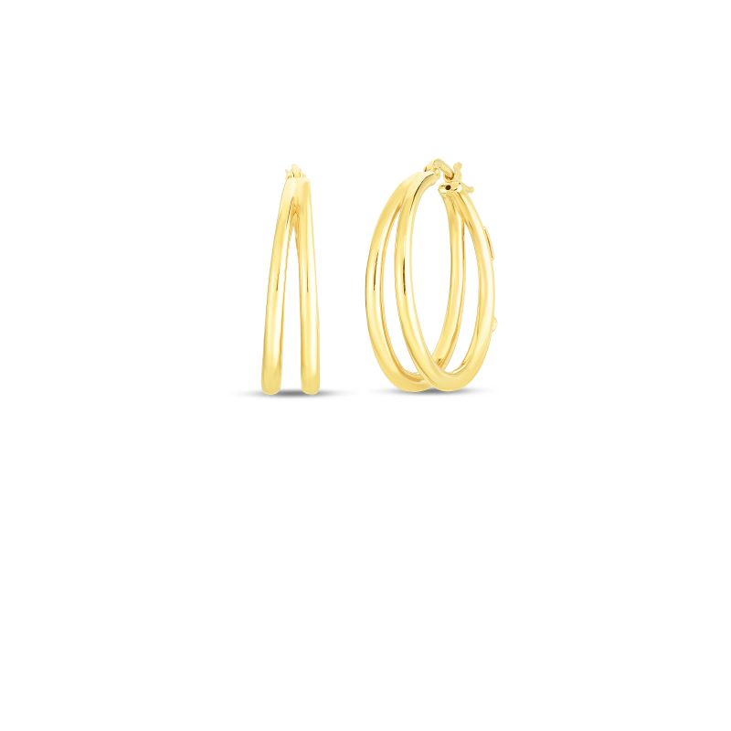 Roberto Coin 18K Y Graduated 30Mm Thin Double Hoop Earrings