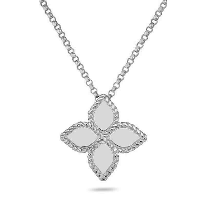 Roberto Coin 18K White Gold Princess Flower Small Pendant