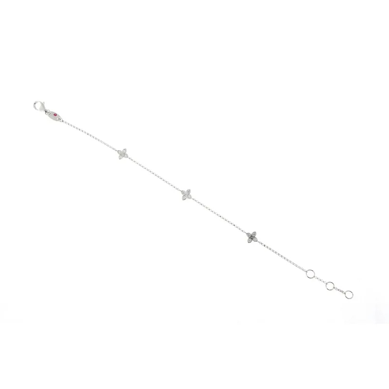 18K White Gold Diamond Flower Bracelet