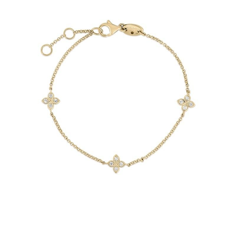 18K 3 Station Flower Bracelet