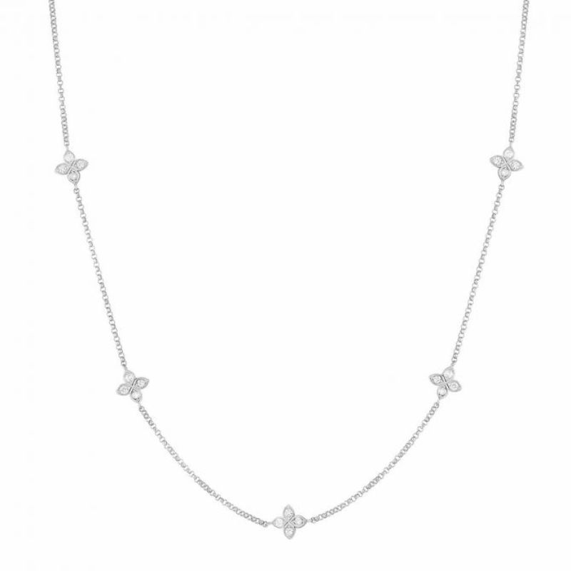Roberto Coin Diamond 5 Station Flower Necklace