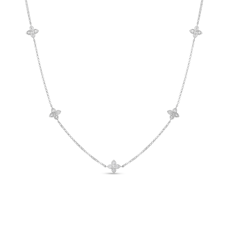 Diamond 5 Station Flower Necklace