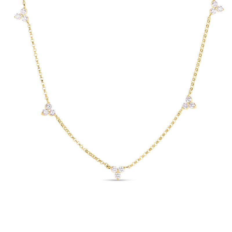 Roberto Coin 18K Yellow Gold Diamonds By The Inch 5 Station Flower Necklace