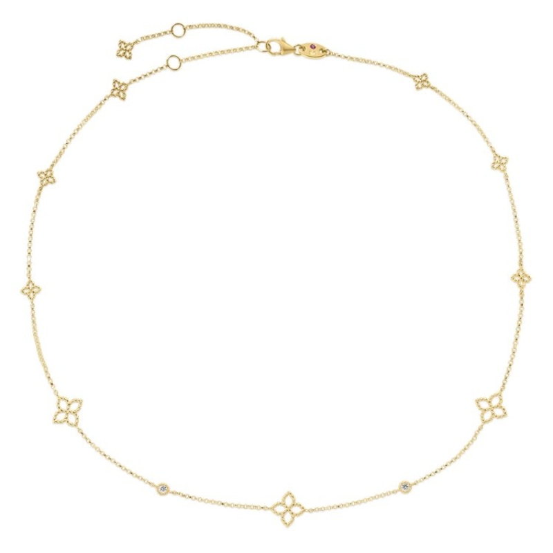 18K Yellow Gold Diamonds Tiny Treasures Princess Necklace