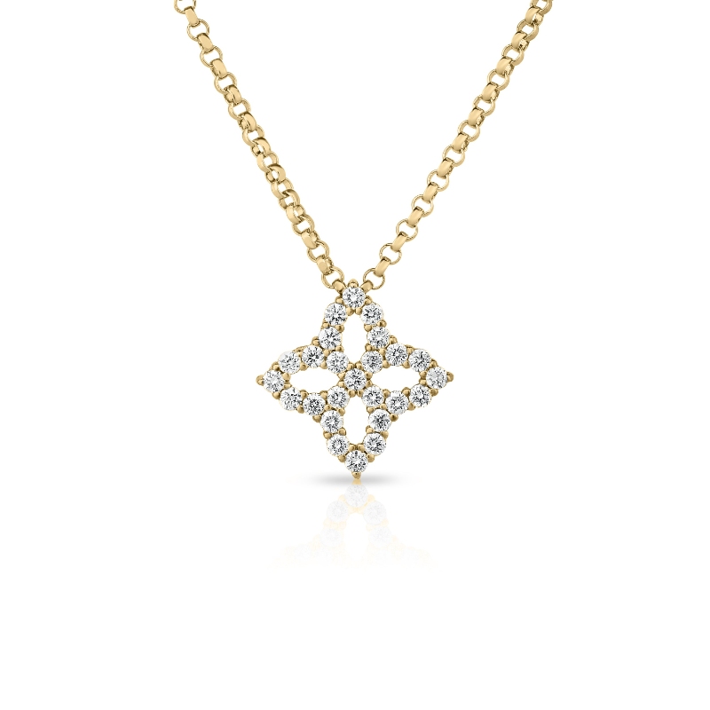 18K Yellow Gold Princess Flower Collection Diamond Pendant