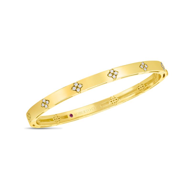 Roberto Coin  Yellow Gold Diamond Love In Verona Bangle