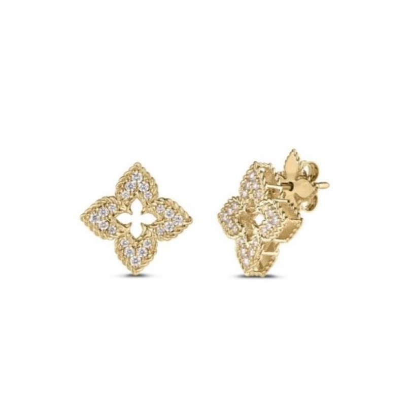 Roberto Coin 18K Yellow Gold Small Floral Stud Earrings