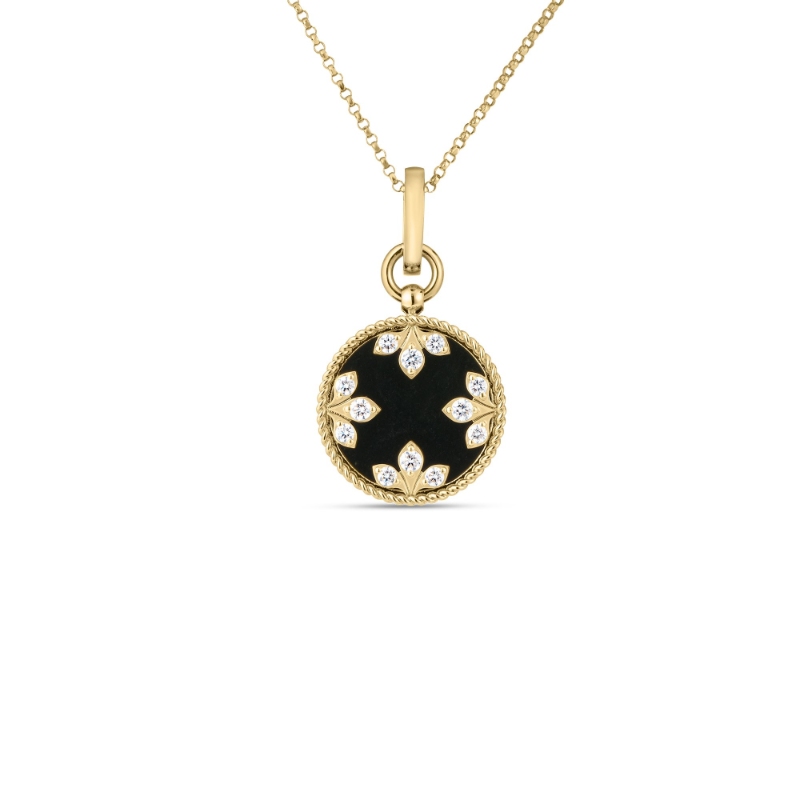 18K Yellow Gold Medallion Charm Necklace