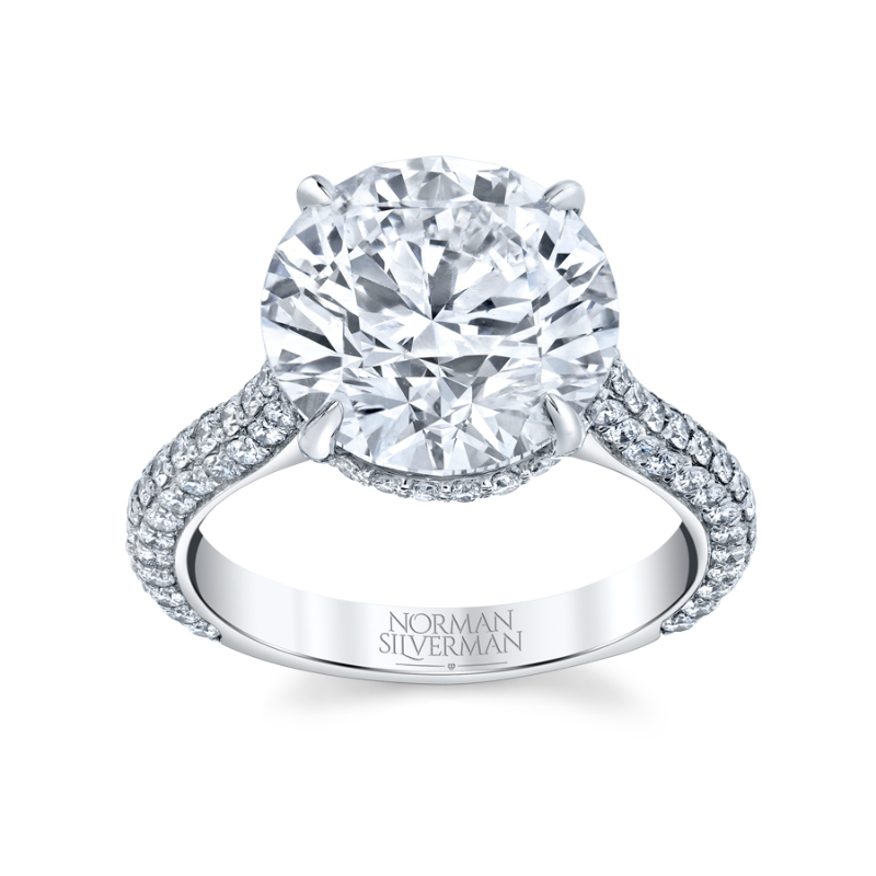 Platinum 3 Sided Shank Round Diamond Ring