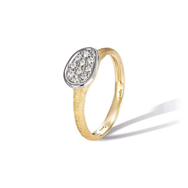 Gold, White Gold and Diamond B Blossom Ring