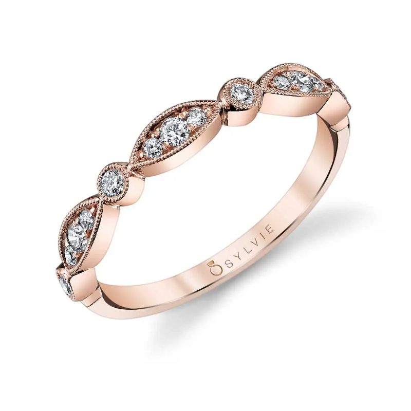 Vintage Inspired Stackable Wedding Band - Talia