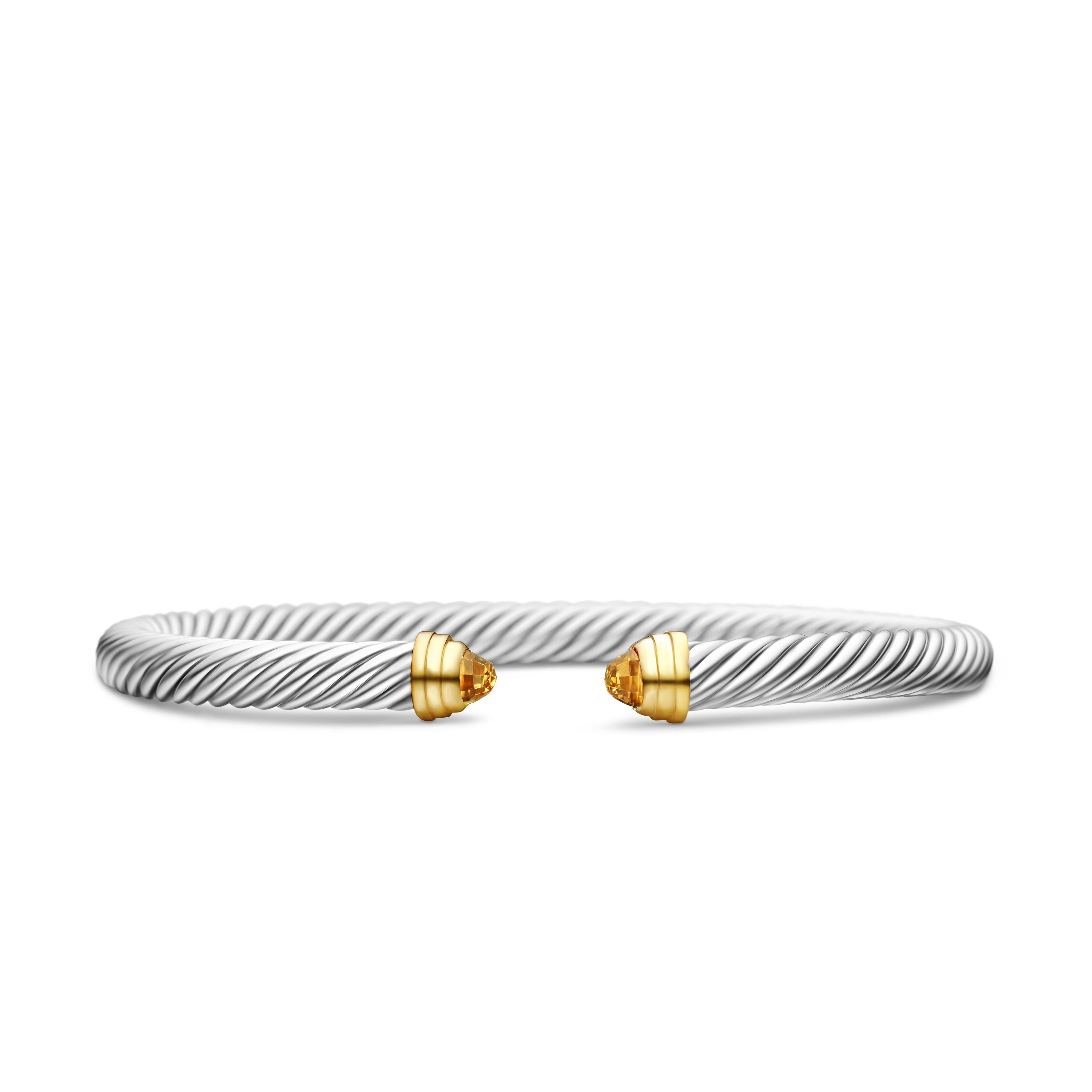 Classic Cable Bracelet in Sterling Silver with 14K Yellow Gold and Citrine, 5mm