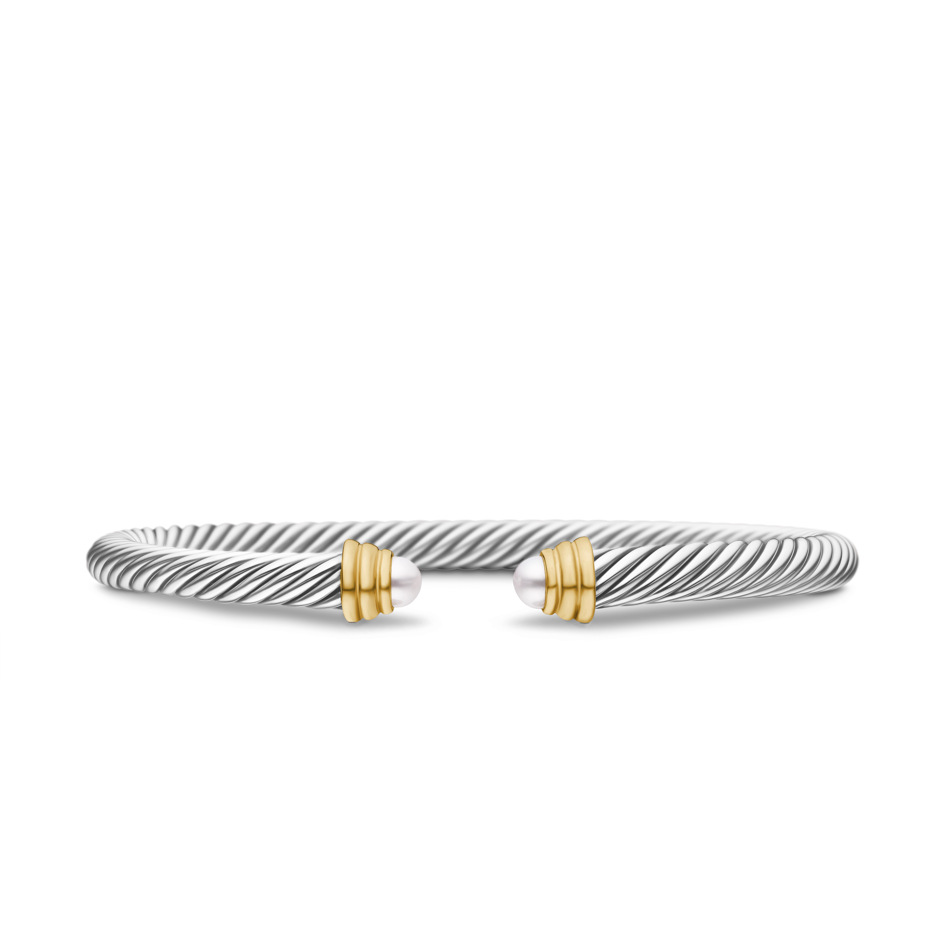 Cable Classics Bracelet in Sterling Silver with Pearls and 14K Yellow Gold