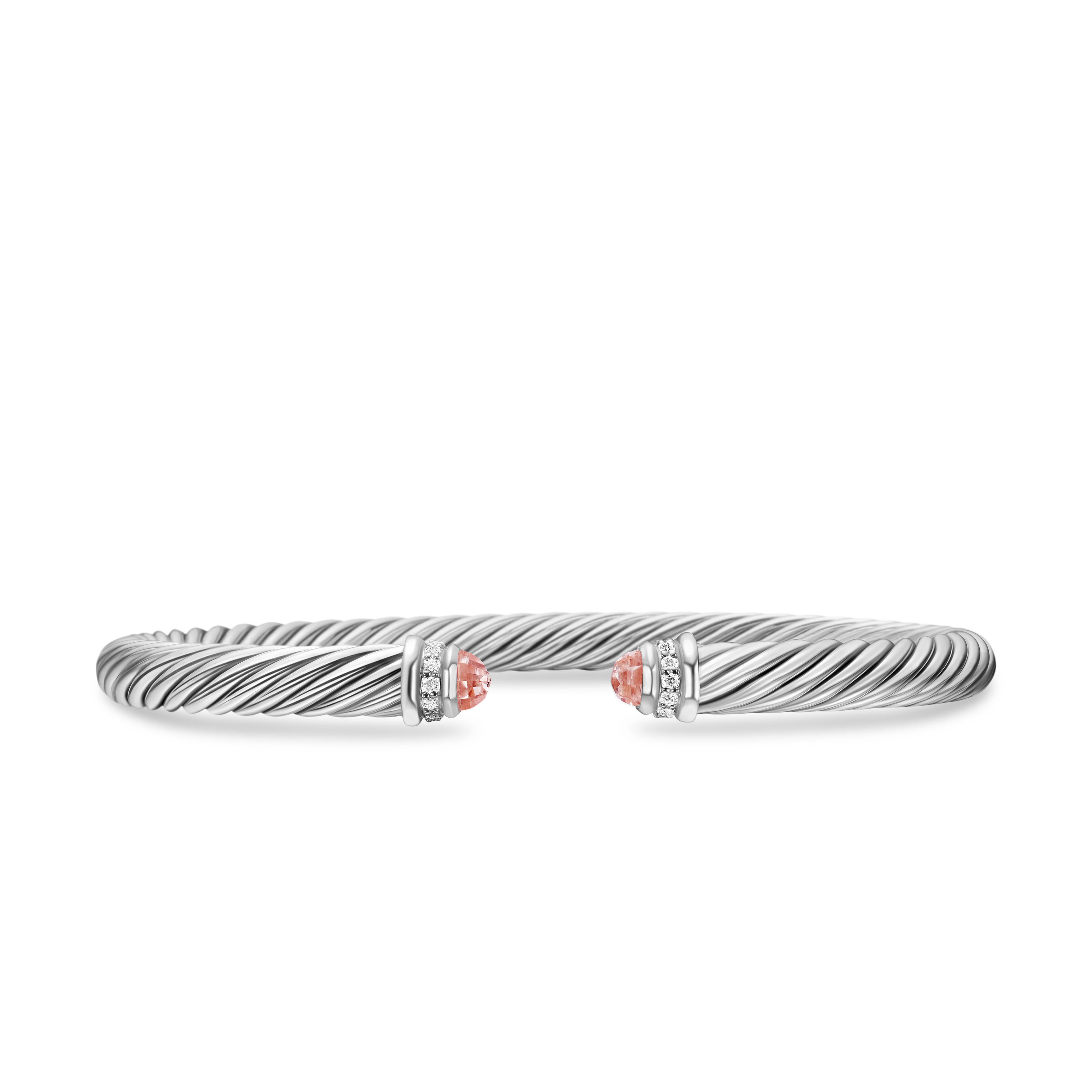 Cable Classics Bracelet in Sterling Silver with Morganite and Pave Diamonds