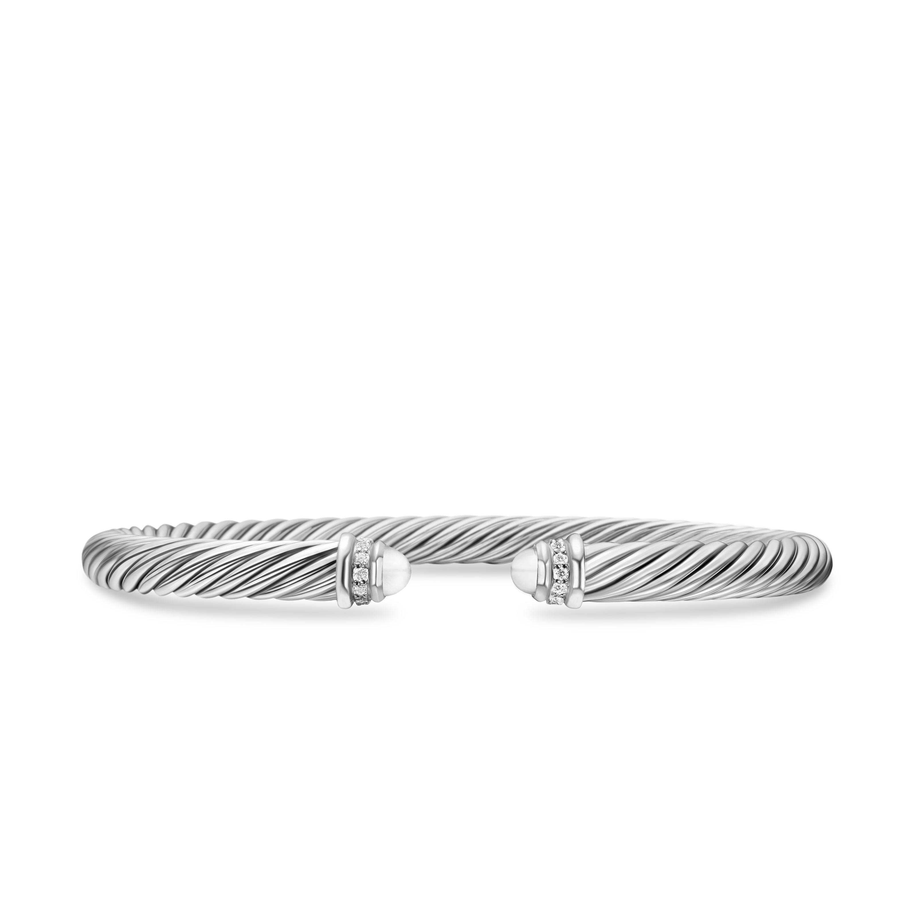 Classic Cable Bracelet in Sterling Silver with Pearls and Diamonds, 5mm