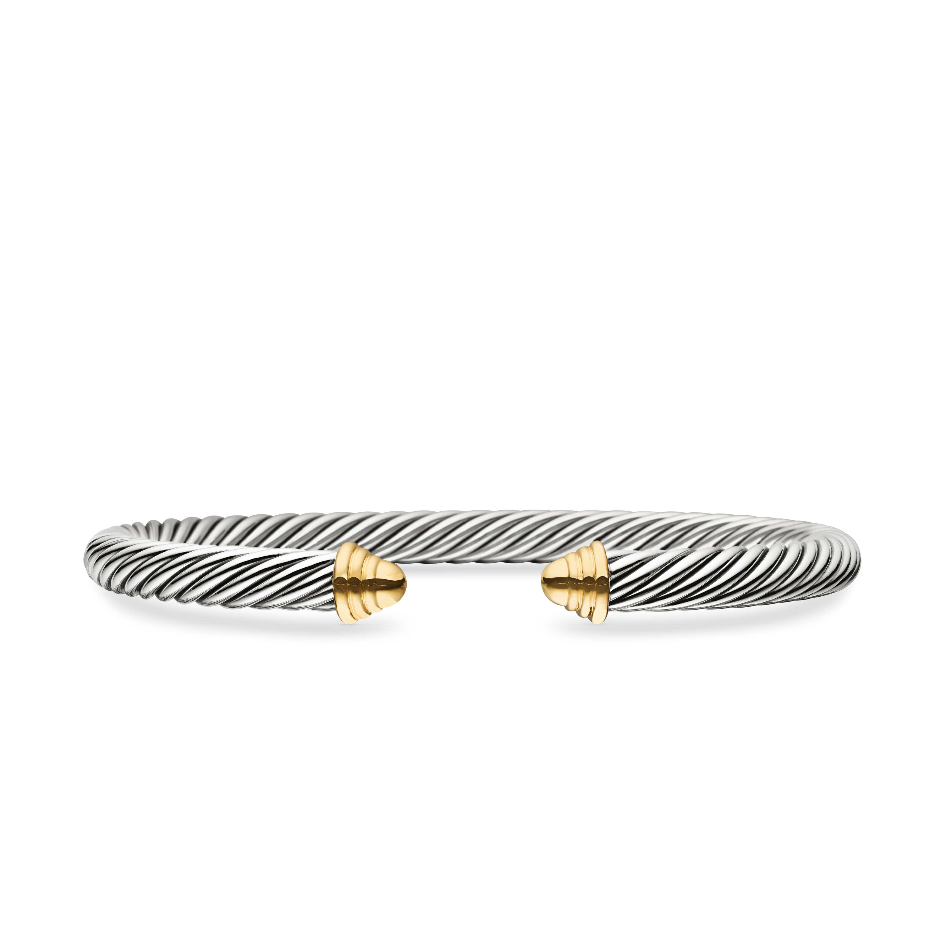 Classic Cable Bracelet in Sterling Silver with 14K Yellow Gold Domes, 5mm