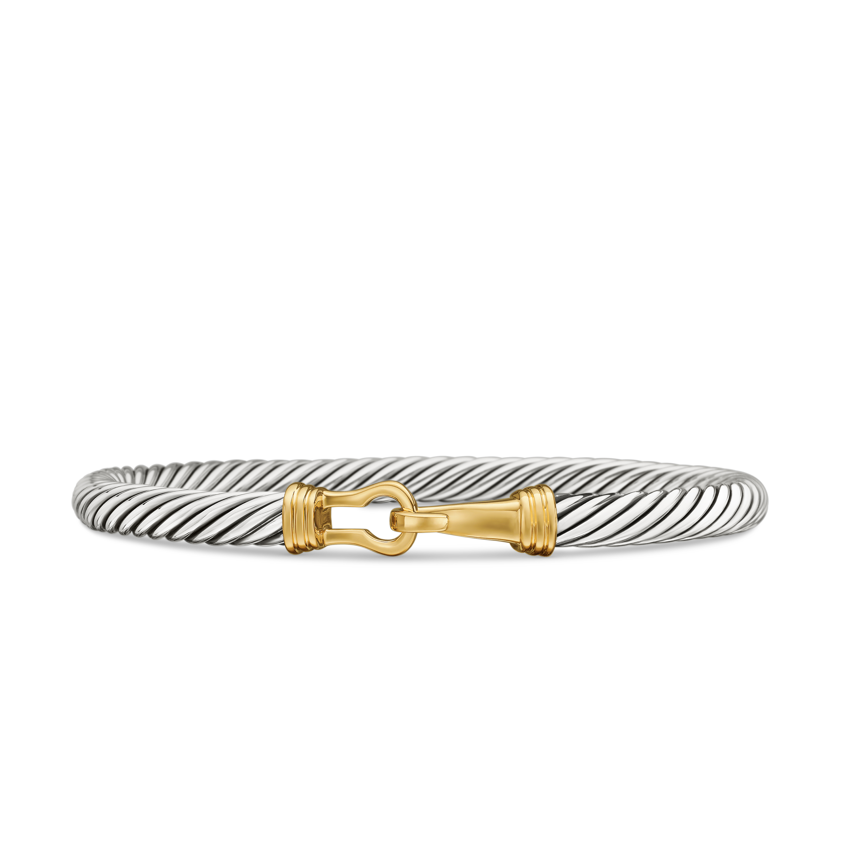 Buckle Classic Cable Bracelet in Sterling Silver with 14K Yellow Gold, 5mm