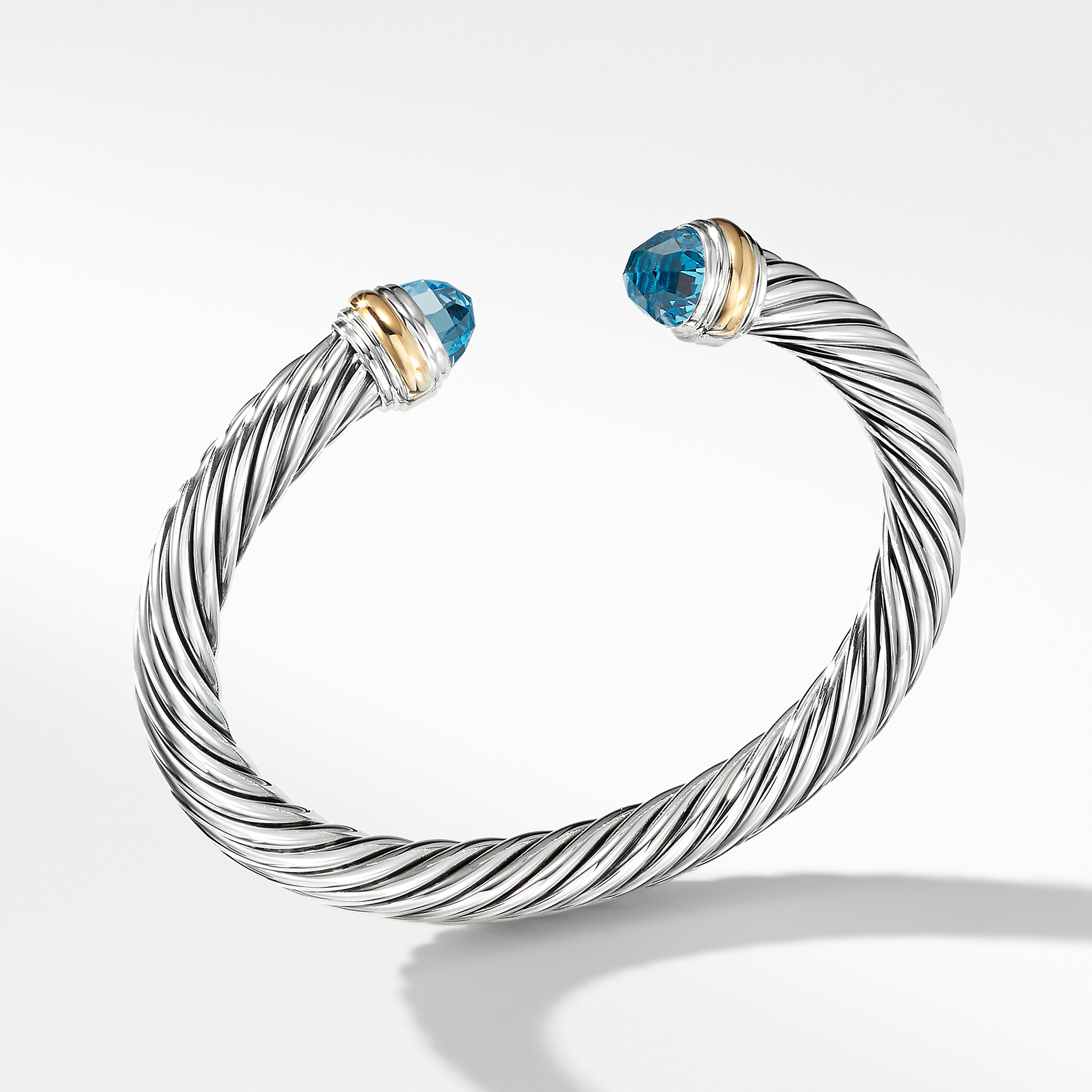 Cable Classics Bracelet in Sterling Silver with Blue Topaz and 14K Yellow Gold