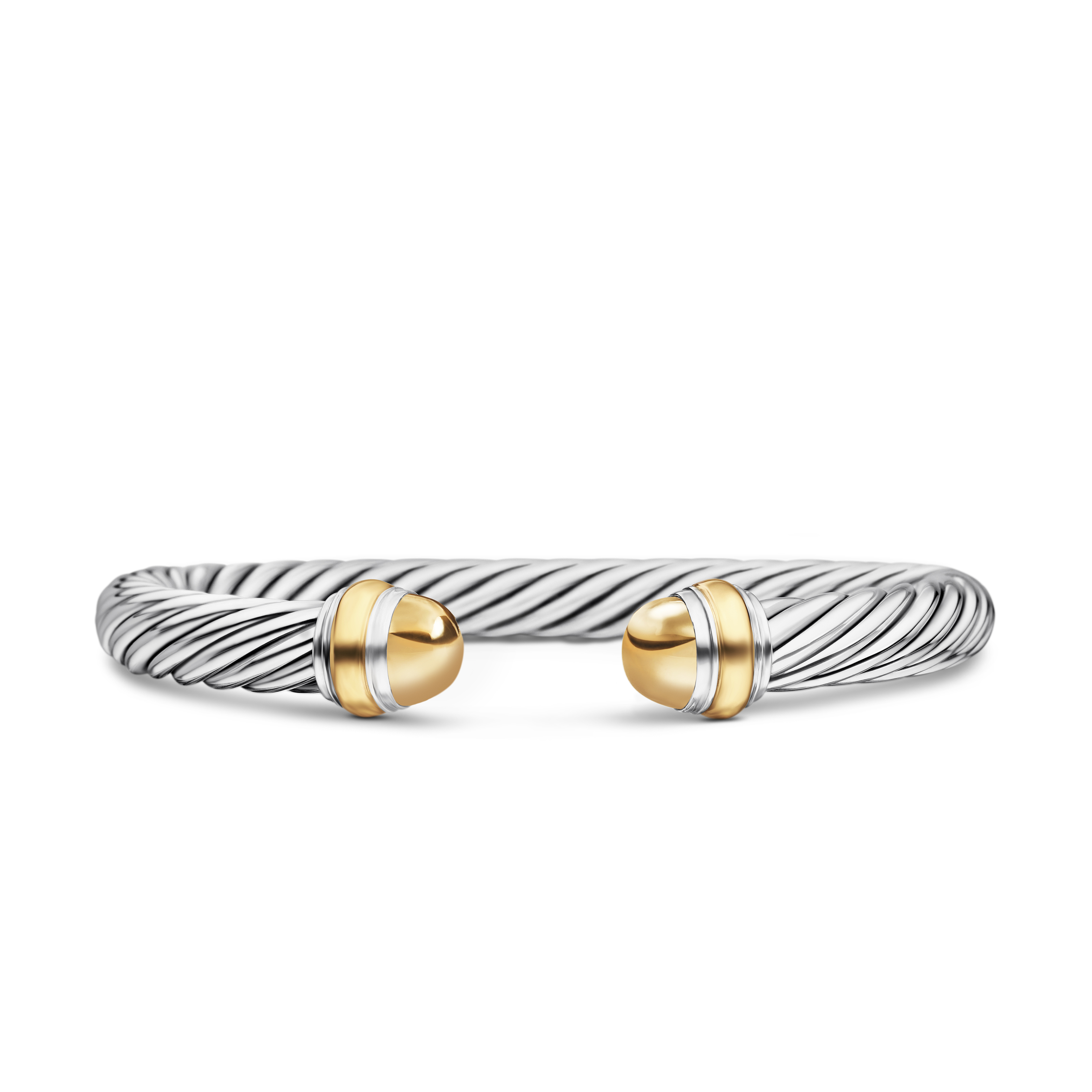 Cable Classics Bracelet in Sterling Silver with 14K Yellow Gold Domes