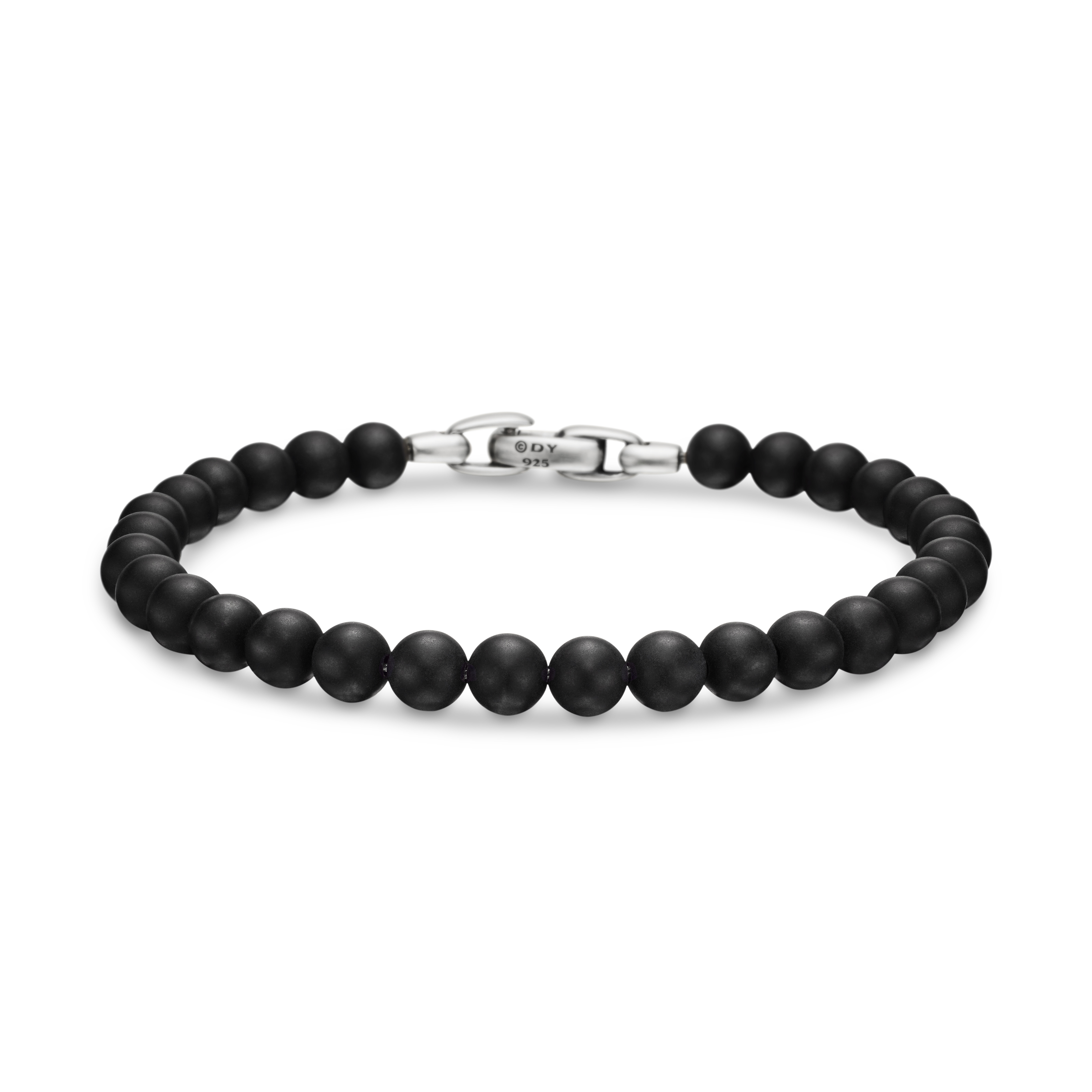 Spiritual Beads Bracelet in Sterling Silver with Black Onyx, 6mm