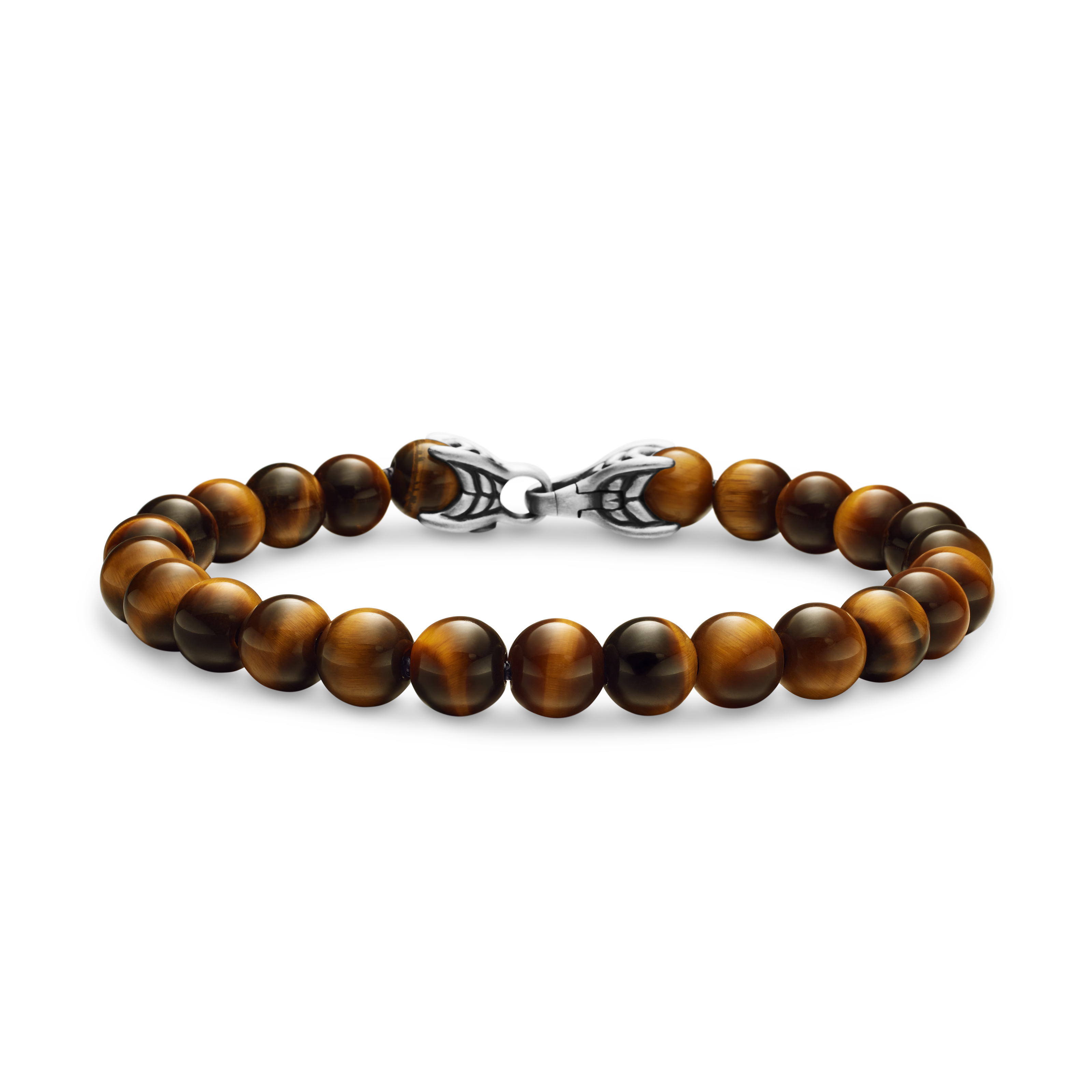 Spiritual Beads Bracelet in Sterling Silver with Tigers Eye, 8mm