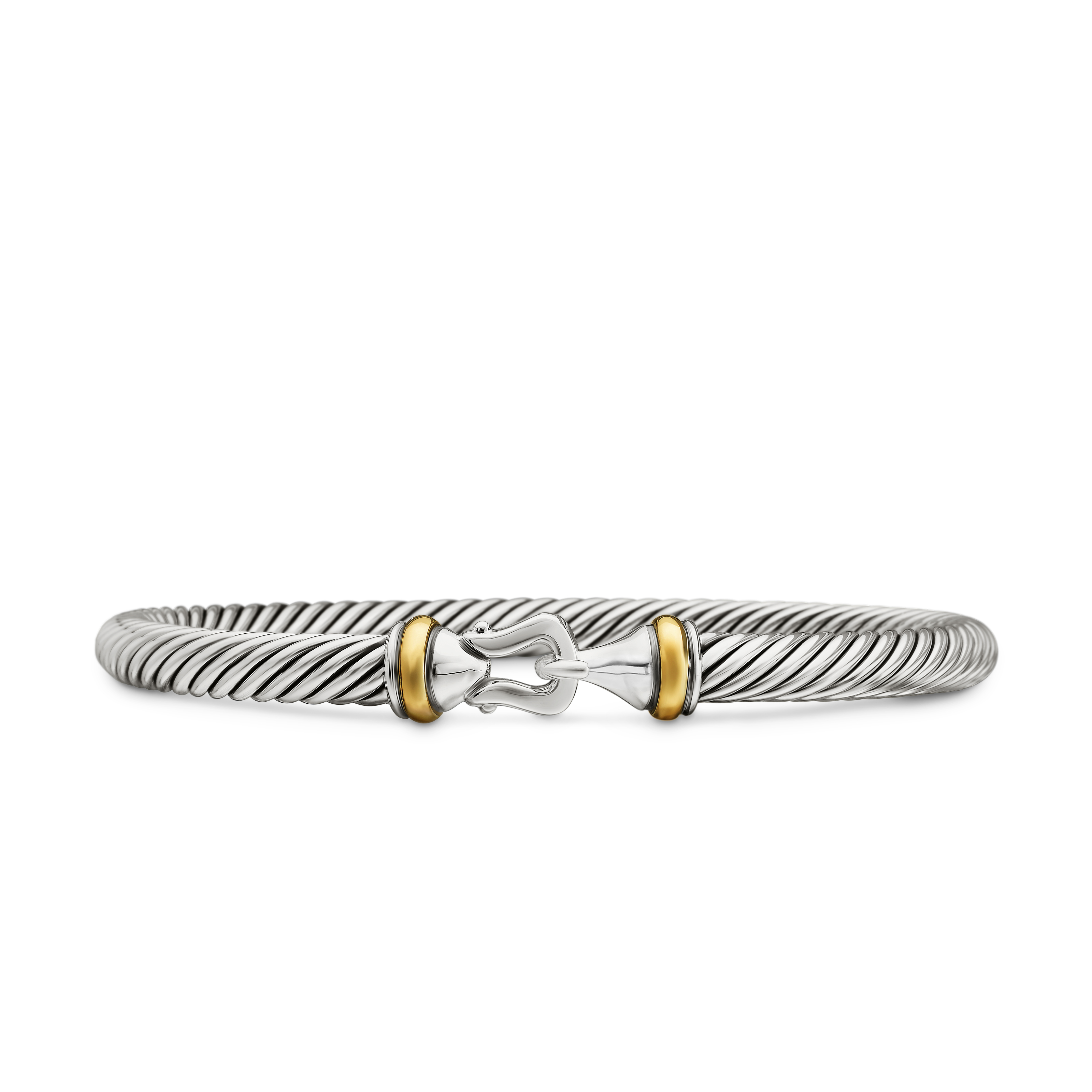 Buckle Classic Cable Bracelet in Sterling Silver with 18K Yellow Gold, 5mm