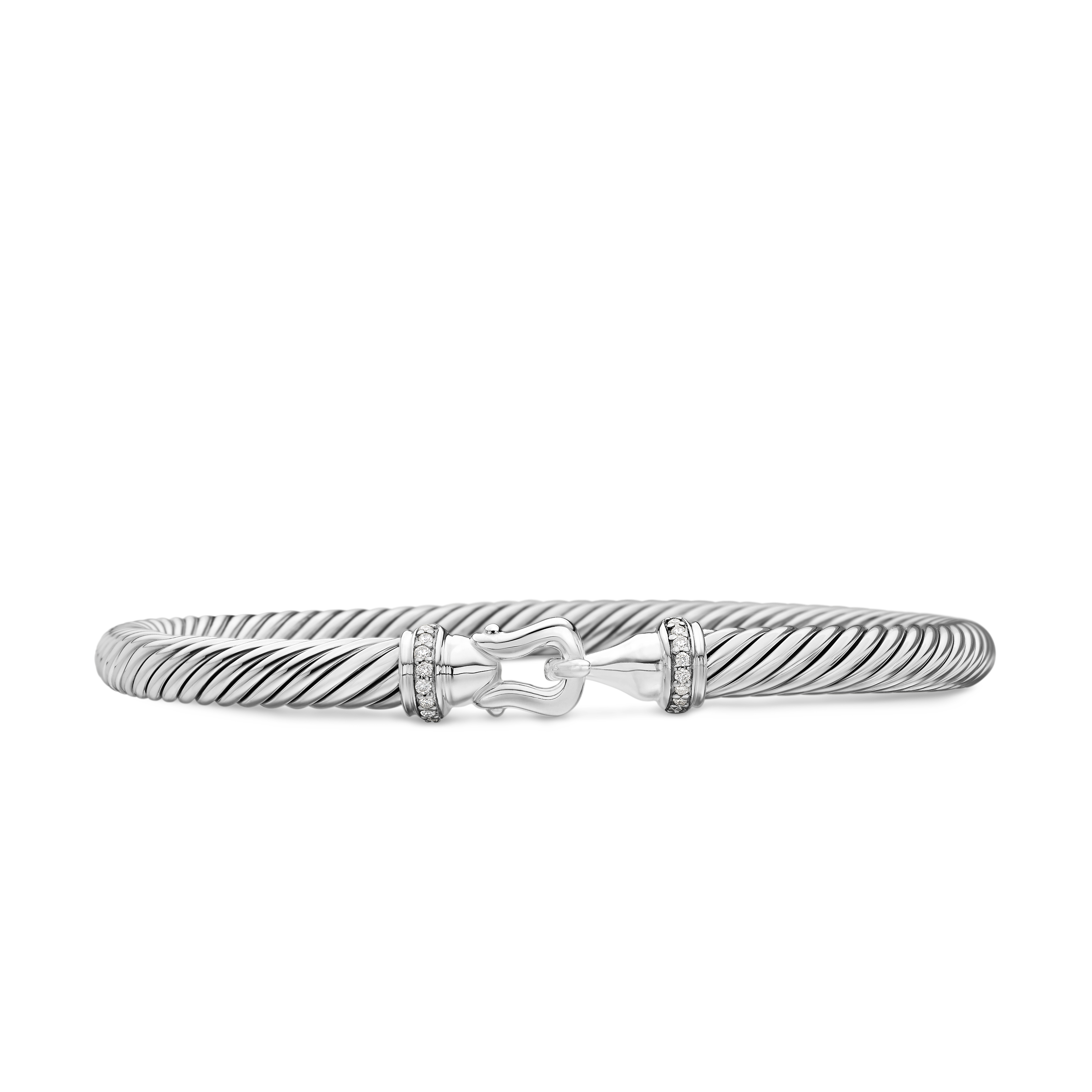 Buckle Classic Cable Bracelet in Sterling Silver with Diamonds, 5mm