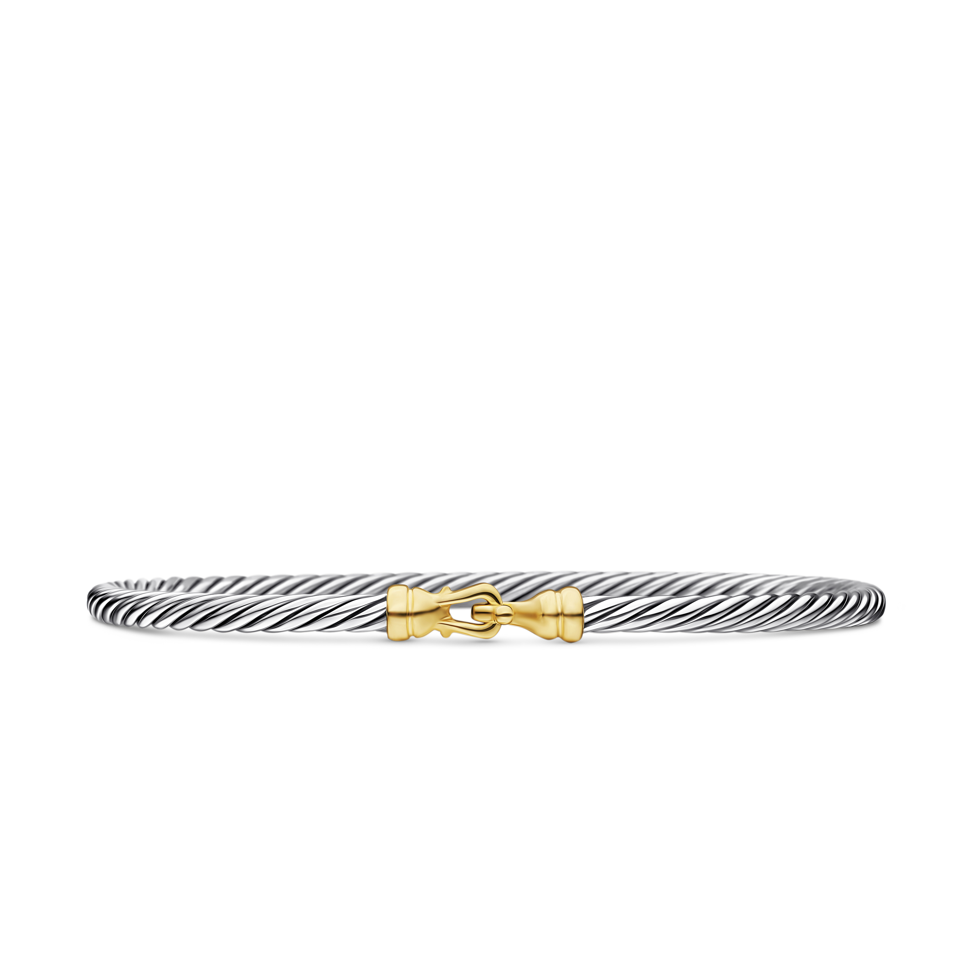 Buckle Classic Cable Bracelet in Sterling Silver with 18K Yellow Gold, 3mm