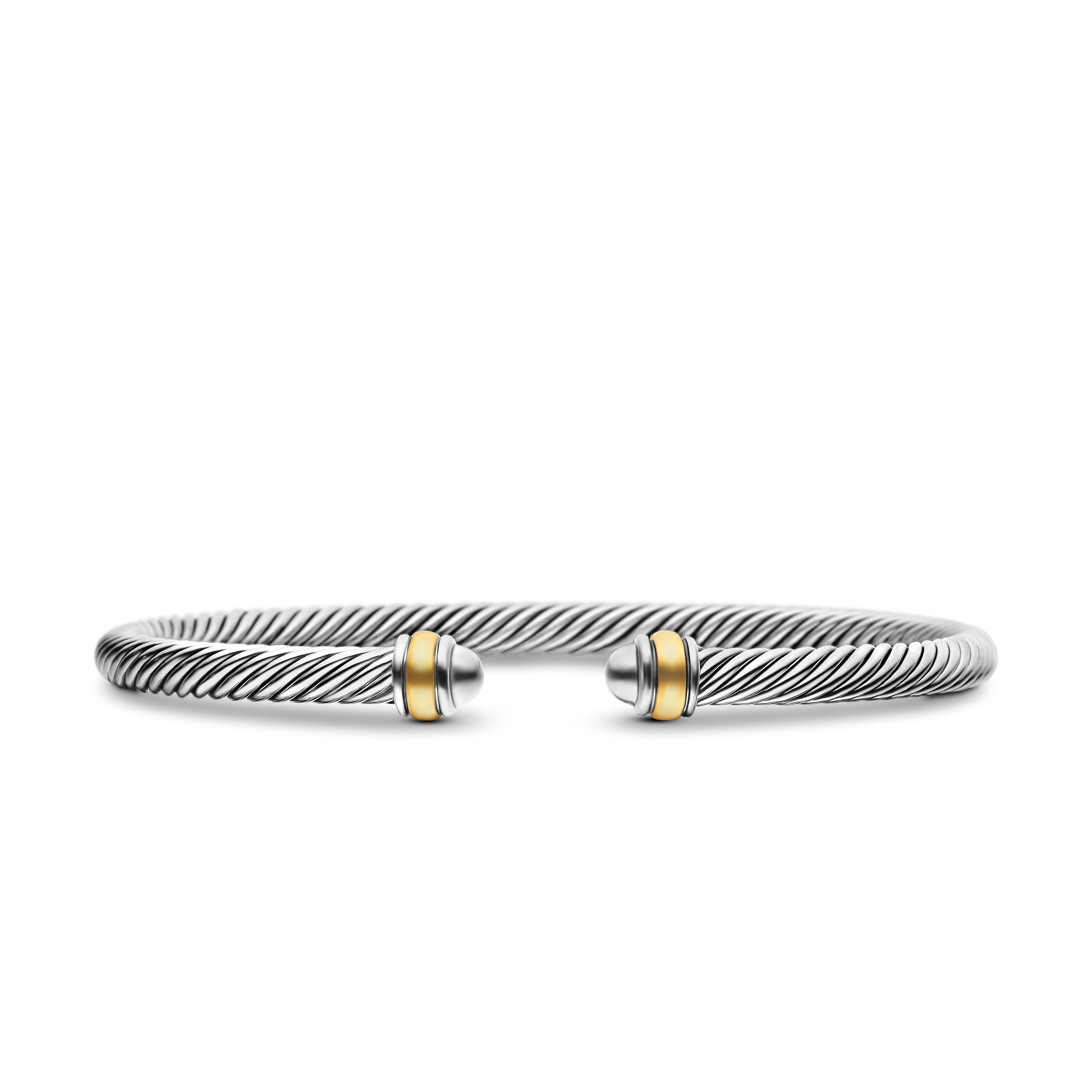 Classic Cable Bracelet in Sterling Silver with 18K Yellow Gold, 4mm