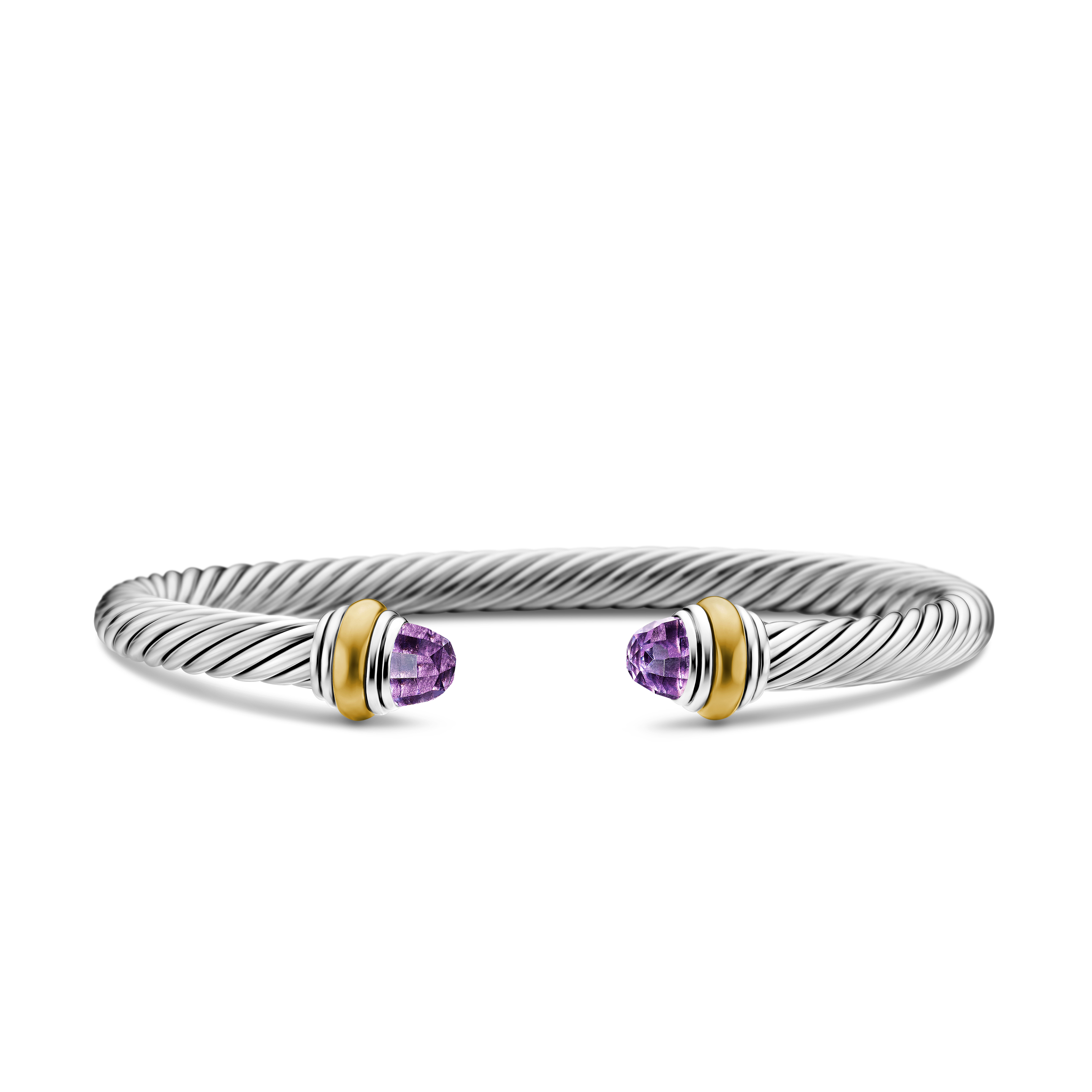 Cable Classics Bracelet in Sterling Silver with Amethyst and 14K Yellow Gold