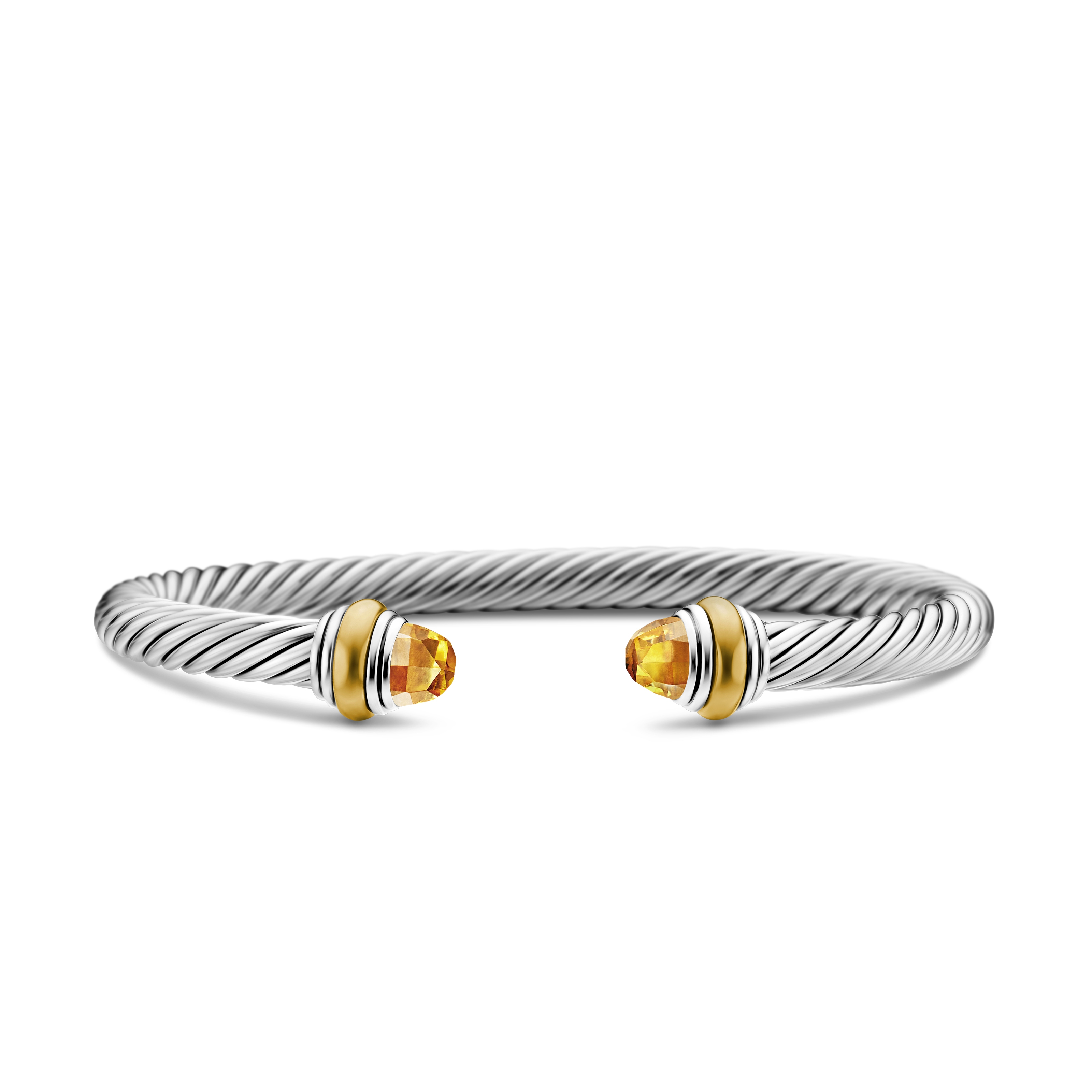 Classic Cable Bracelet in Sterling Silver with 14K Yellow Gold and Citrine, 5mm