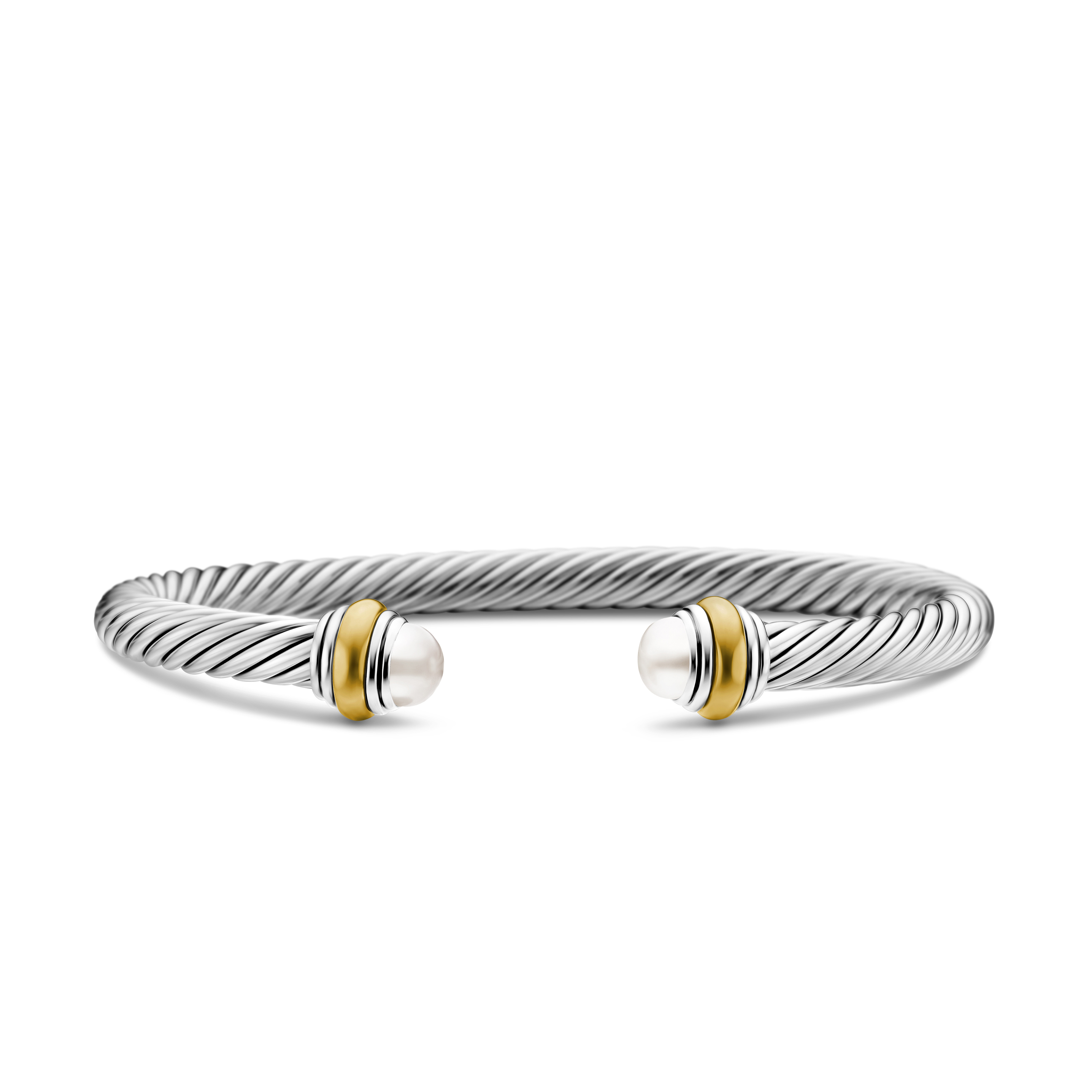 Cable Classics Bracelet in Sterling Silver with Pearls and 14K Yellow Gold