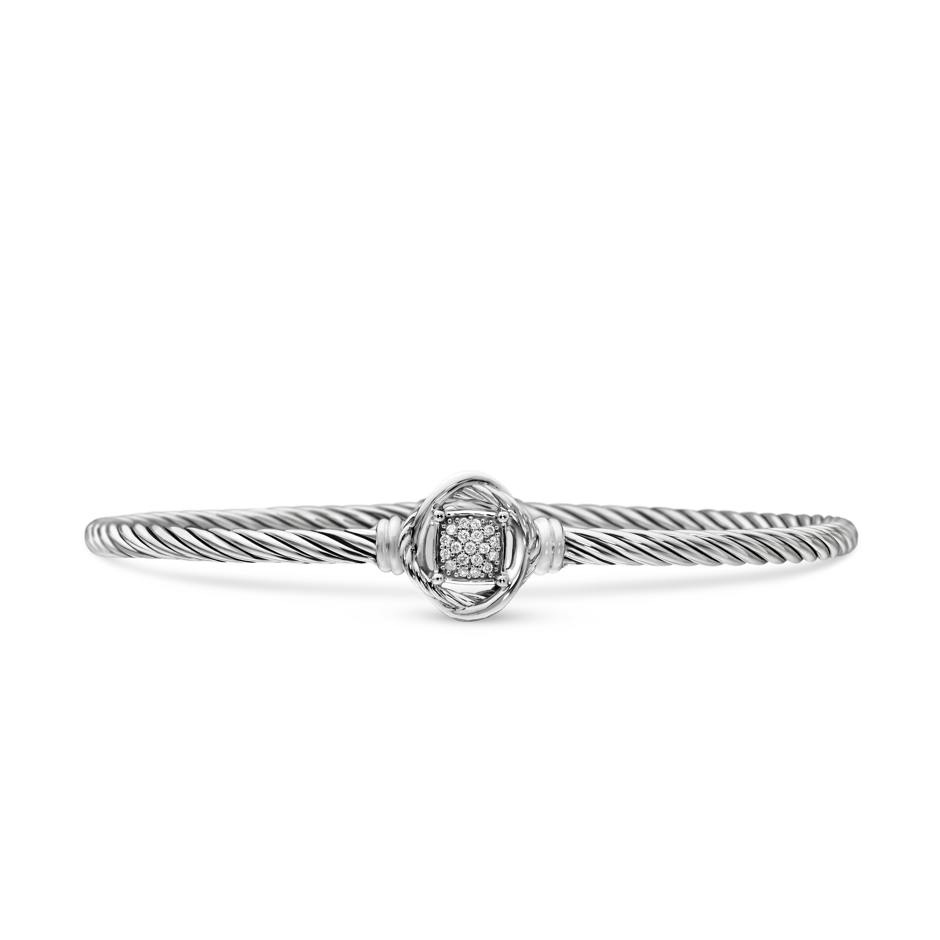 Infinity Bracelet in Sterling Silver with Diamonds, 3mm