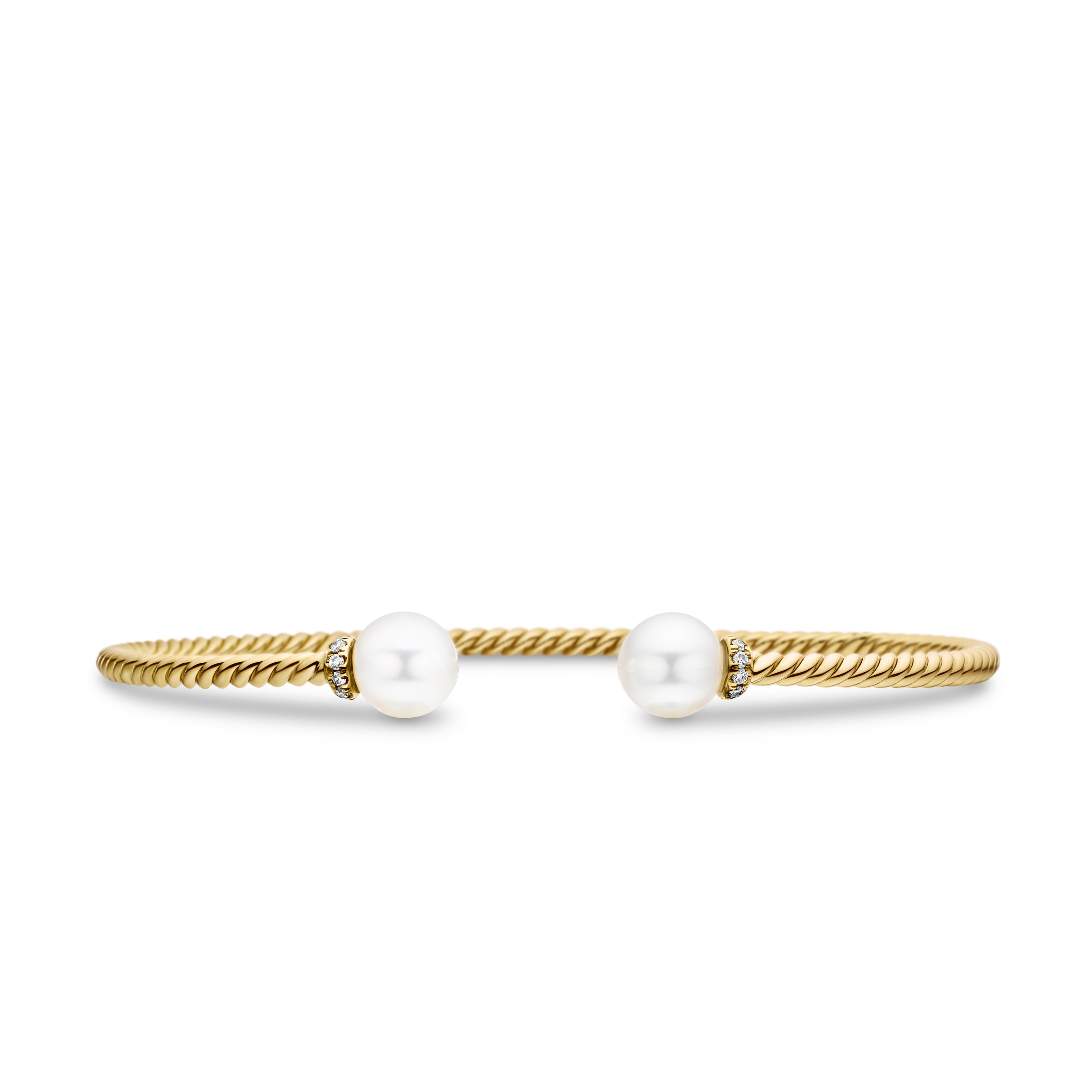 Solari Cablespira® Bracelet in 18K Yellow Gold with Pearls and Diamonds, 2.6mm