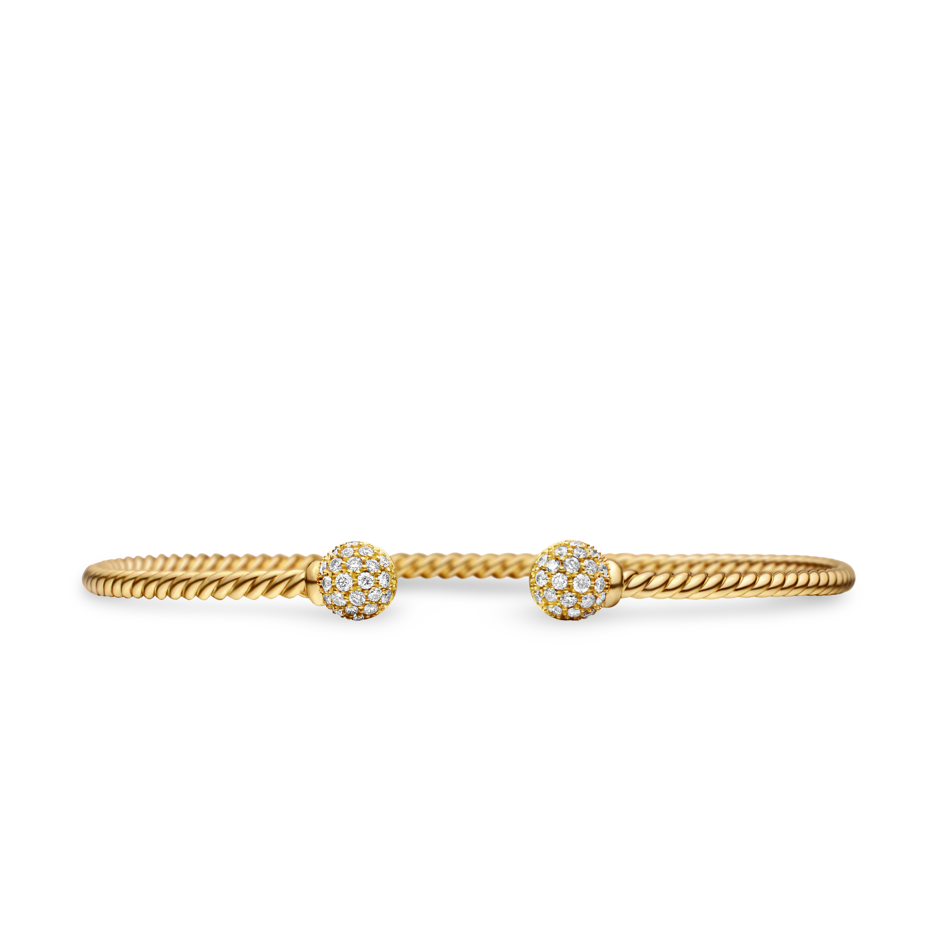 Solari Cablespira® Bracelet in 18K Yellow Gold with Diamonds, 2.6mm