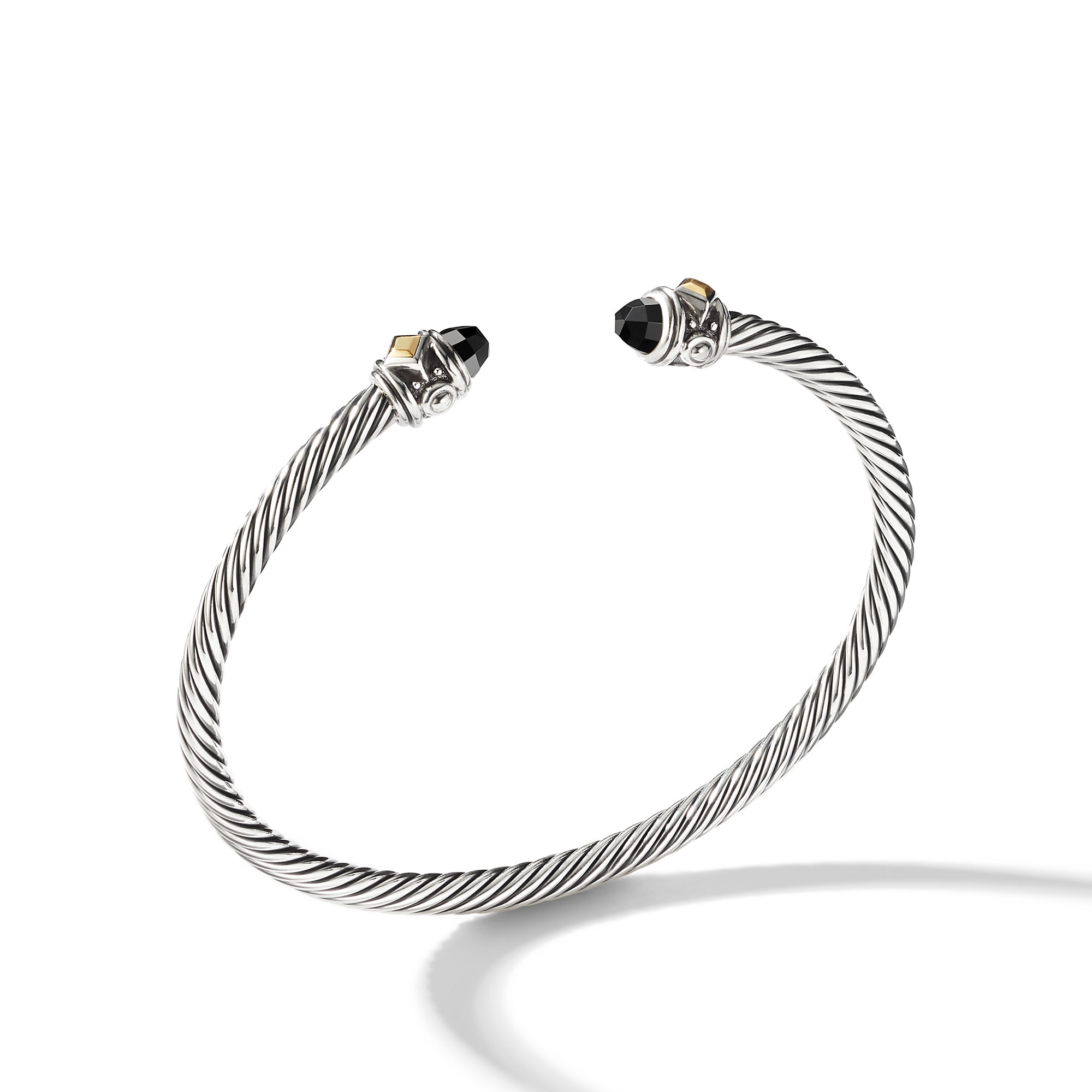 Renaissance® Classic Cable Bracelet in Sterling Silver with 18K Yellow Gold and Black Onyx, 4mm