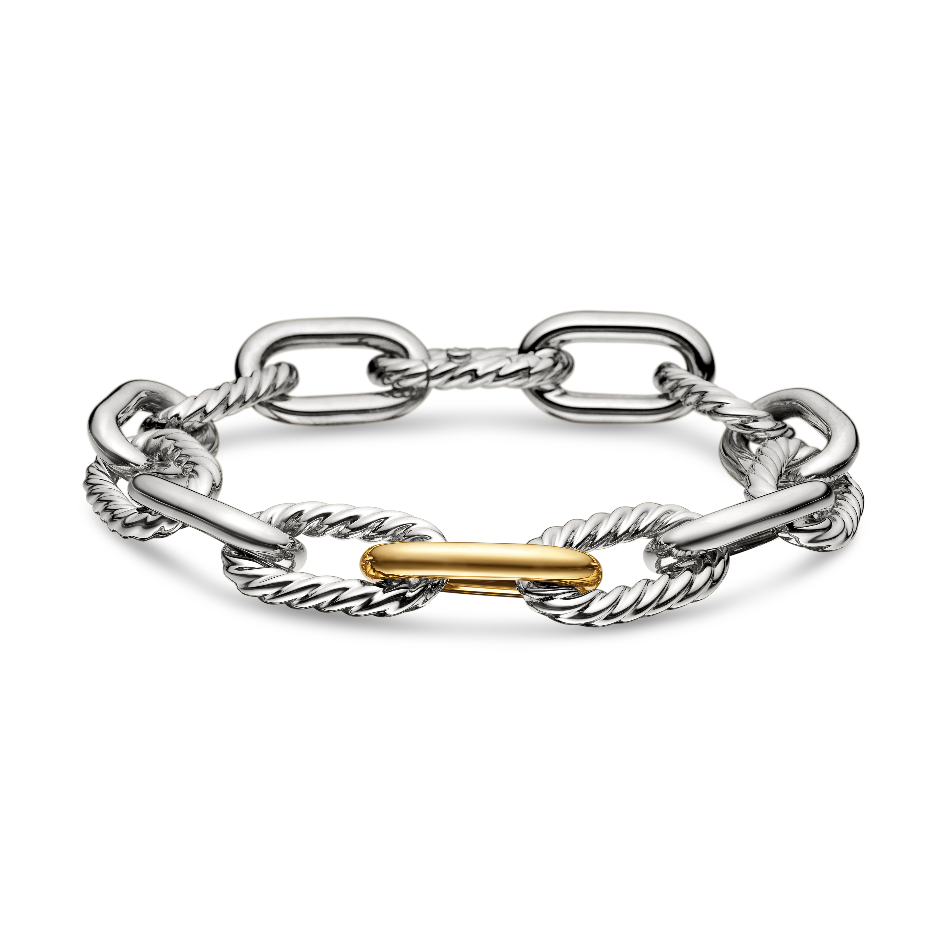 DY Madison® Chain Bracelet in Sterling Silver with 18K Yellow Gold, 11mm