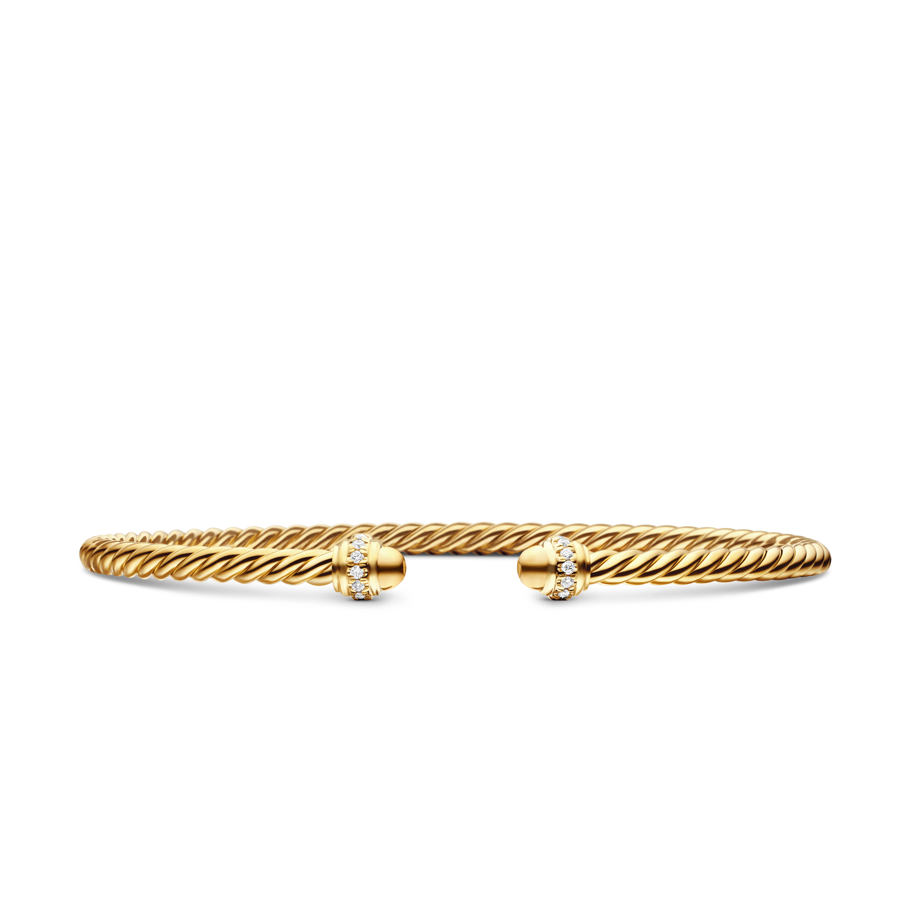 Classic Cablespira® Bracelet in 18K Yellow Gold with Diamonds, 3mm