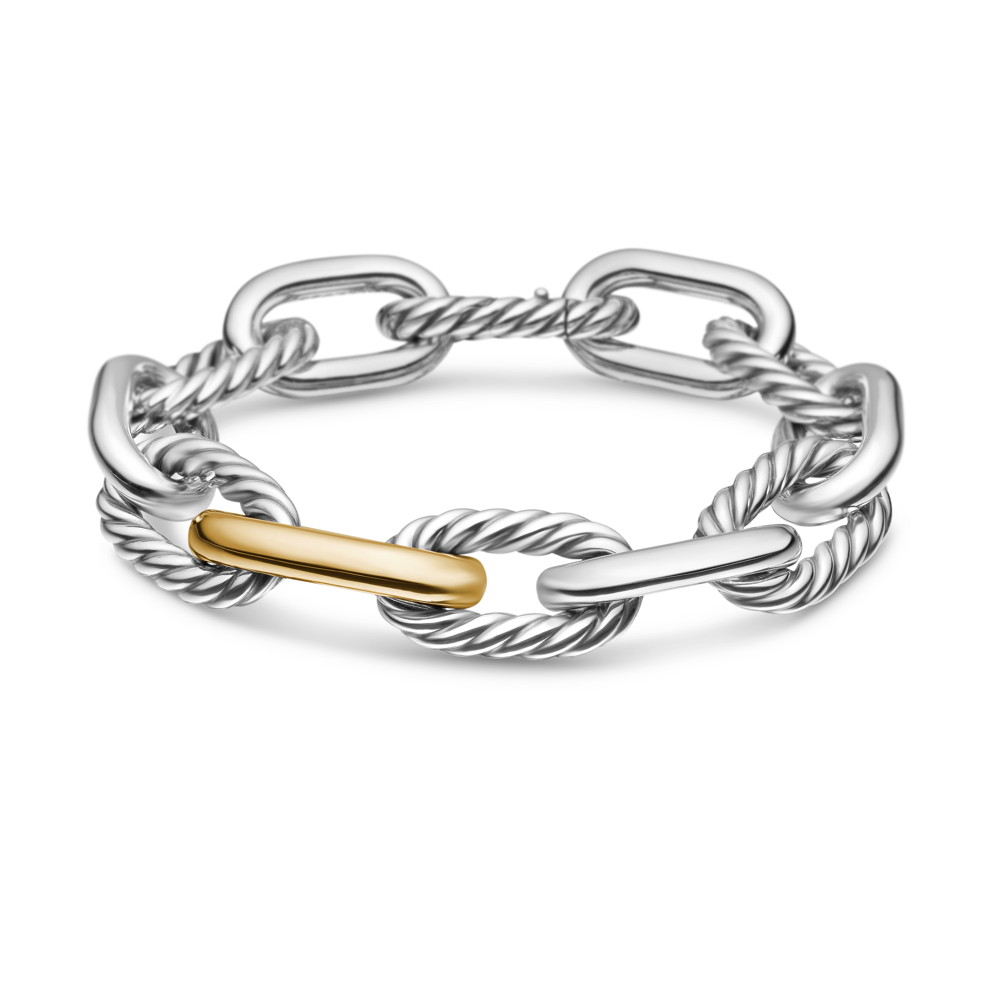 DY Madison® Chain Bracelet in Sterling Silver with 18K Yellow Gold, 13.5mm