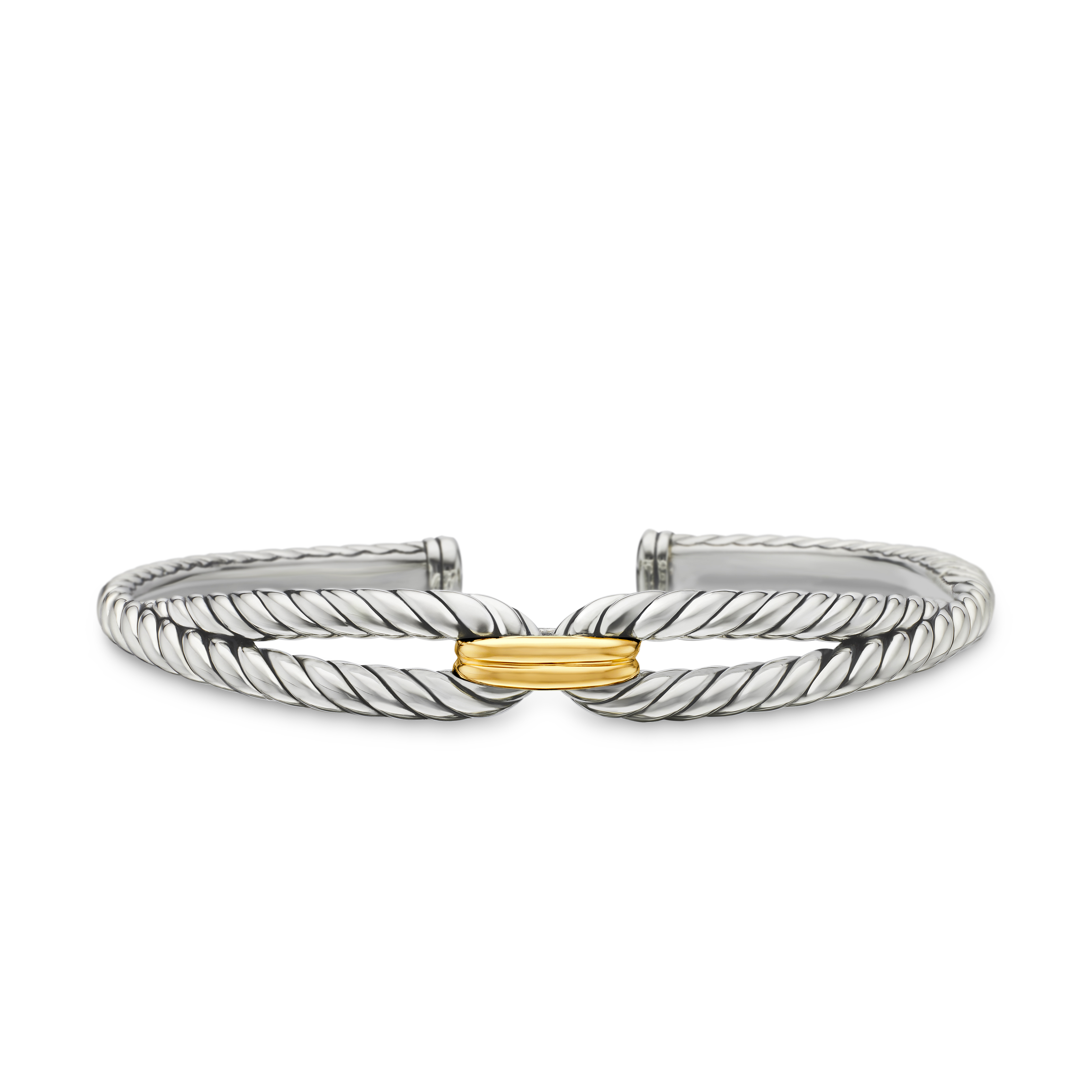 Cable Loop Bracelet in Sterling Silver with 18K Yellow Gold, 9mm