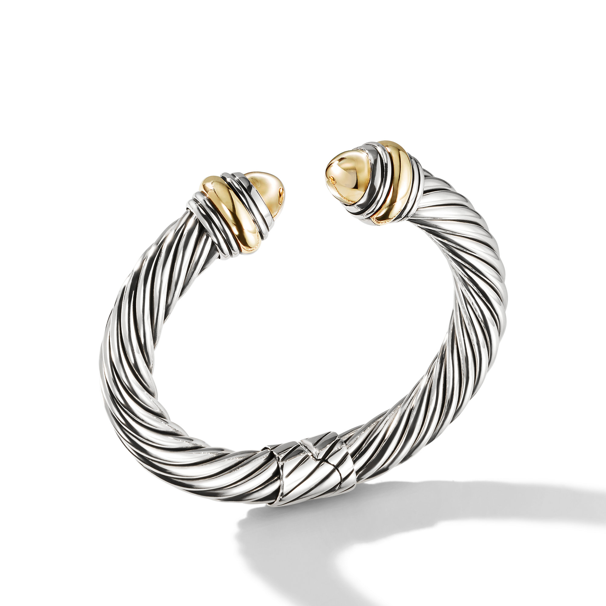 Cable Classics Color Bracelet in Sterling Silver with 14K Yellow Gold Domes