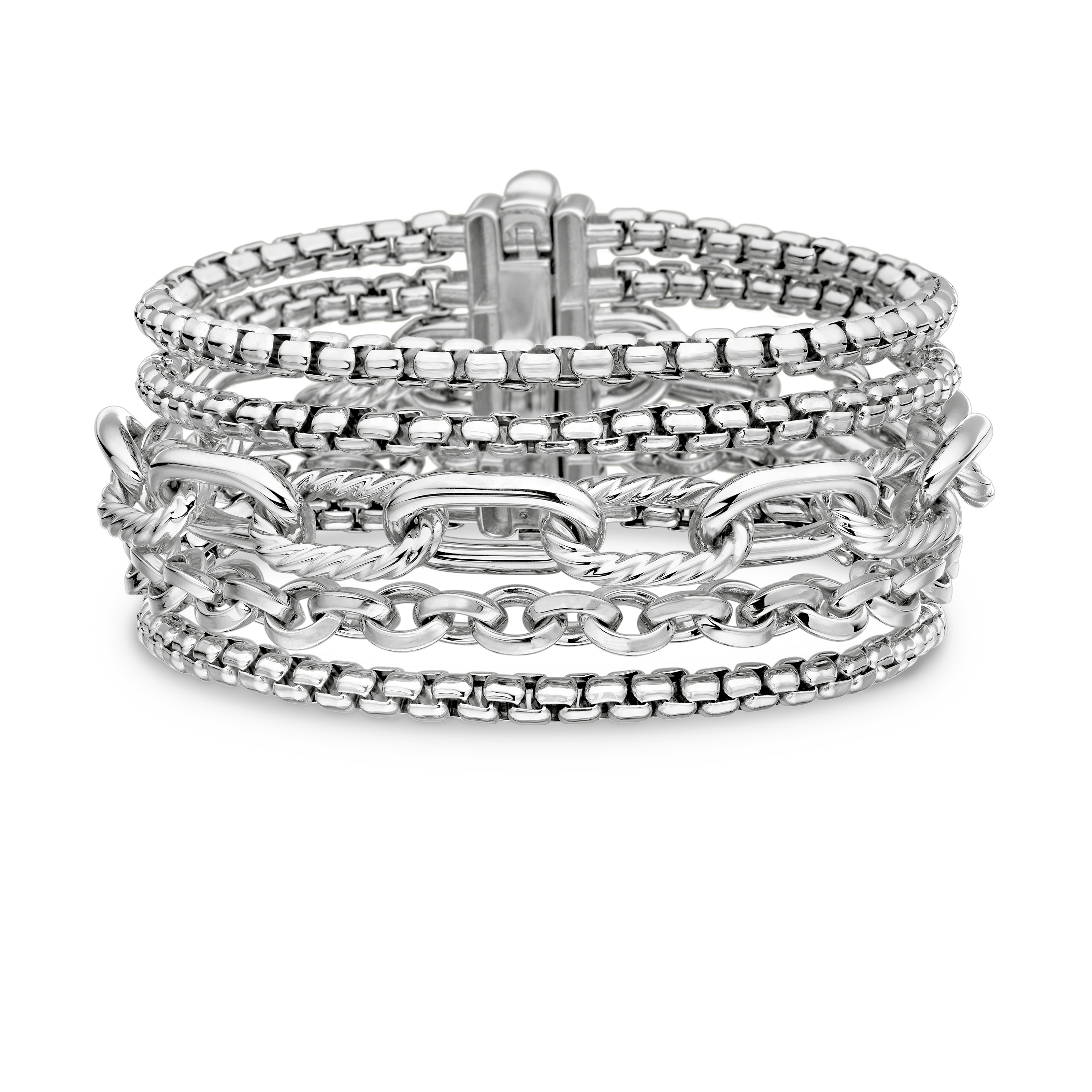 Multi Row Chain Bracelet in Sterling Silver, 29mm