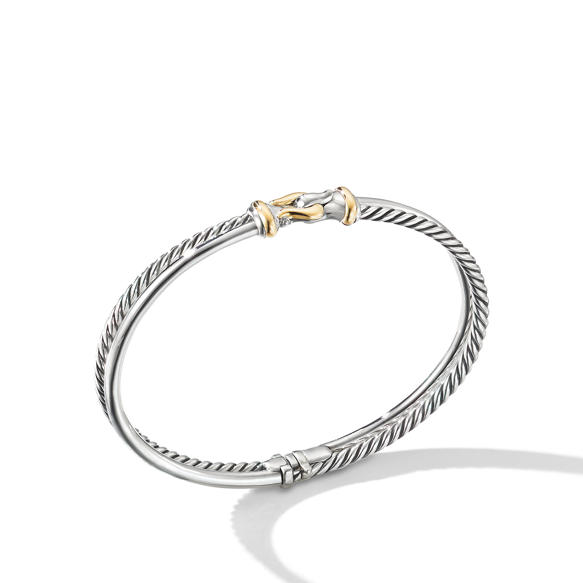 Crossover Buckle Two Row Bracelet in Sterling Silver with 18K Yellow Gold